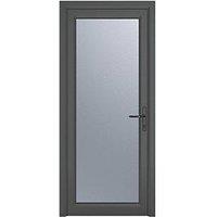 Crystal Fully Glazed 1-Obscure Light Left-Handed Anthracite Grey uPVC Back Door 2090mm x 890mm (775JN)