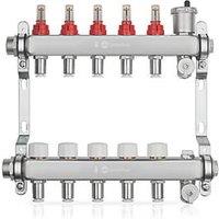 JG Underfloor 5 Port LowFit Heating Manifold Brushed Steel (775TY)