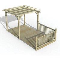 Forest Ultima 16' x 8' (Nominal) Flat Pergola & Decking Kit with 2 x Balustrades (3 Posts) & Canopy (776FL)