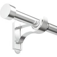 Rothley Brushed Stainless Steel Extendable Curtain Pole w/ Stud Finials 28mm x 71-120cm (776YU)