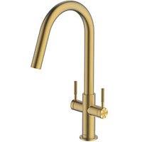 Clearwater Topaz J-Spout Monobloc Mixer Tap Brushed Brass PVD (779FJ)