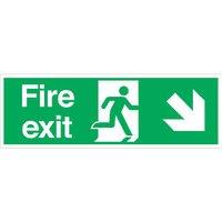 Essentials Non Photoluminescent "Fire Exit Down Right" Signs 150mm x 450mm 100 Pack (779FX)