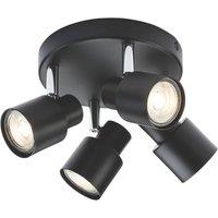 Knightsbridge Round 4-Light Quad GU10 Ceiling Spotlight Matt Black (779GA)
