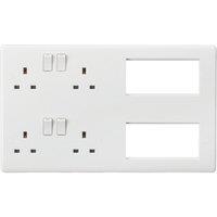Knightsbridge Curved Edge 13A 2 x 2-Gang DP Combination Plate with space for up to 8 modular inserts White (779YA)