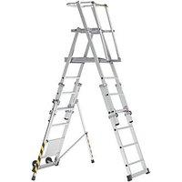 Boss 2.86m Aluminium 2 x 7 Step Telescopic Platform Ladder With Handrail (780PG)