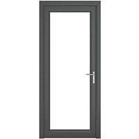 Crystal Fully Glazed 1-Clear Light Left-Handed Anthracite Grey uPVC Back Door 2090mm x 840mm (781JP)