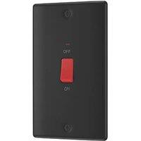 British General Nexus Metal 45A 1-Gang DP Cooker Switch Matt Black with LED (784PM)