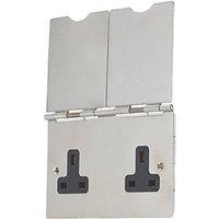 Contactum 3377BSB 13A 2-Gang Unswitched Floor Socket Brushed Steel with Black Inserts (786RP)