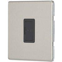 Contactum Lyric 13A Unswitched Fused Spur Brushed Steel with Black Inserts (787RR)