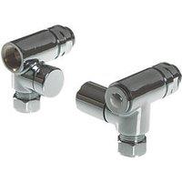 15mm x 1/2" Chrome Angled Modern Manual Radiator Valve & Lockshield 2 Pack (7889V)