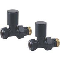Towelrads 15mm x 1/2" Black Straight Designer Manual Radiator Valve & Lockshield 2 Pack (788RY)