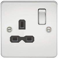 Knightsbridge 13A 1-Gang DP Switched Single Socket Polished Chrome with Black Inserts (789TX)