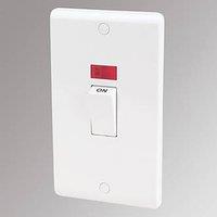LAP 45A 2-Gang DP Cooker Switch White with Neon (79041)
