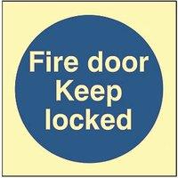Essentials Photoluminescent "Fire Door Keep Locked" Sign 100mm x 100mm (791FG)