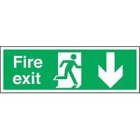Essentials Non Photoluminescent "Fire Exit" Down Arrow Signs 150mm x 450mm 50 Pack (79432)