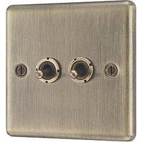 LAP 20A 16AX 2-Gang 2-Way Switch Antique Brass with Colour-Matched Inserts (795PN)