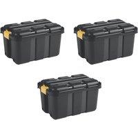 Essentials 49Ltr 390mm x 590mm x 350mm Black/Yellow Storage Trunk 4 Pack (795XJ)