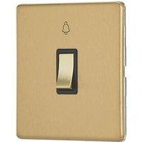 Contactum Lyric 10AX 1-Gang 1-Way Retractive Bell Switch Brushed Brass with Black Inserts (796RP)