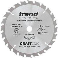 Trend CraftPo CSB/16524TC Wood Thin Kerf Circular Saw Blade 165mm x 15.88mm 24T (797XG)