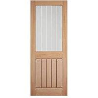 1-Clear Light Unfinished Oak Wooden 1-Panel Cottage Internal Door 1981mm x 838mm (799FA)