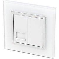 Retrotouch Crystal 1-Gang Master Telephone Socket White Glass with White Inserts (8013J)
