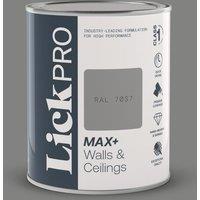LickPro Max+ 1Ltr Grey RAL 7037 Matt Emulsion Paint (801TM)