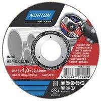 Norton Stainless Steel Metal Cutting Disc 115mm (4 1/2") x 22.23mm (8023V)