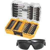 DeWalt 6.35mm Hex Shank Mixed Screwdriver Bit Set & Safety Glasses 47 Pieces (802HA)