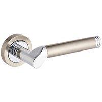 Smith & Locke Camber Fire Rated Lever on Rose Door Handles Pair Chrome / Brushed Nickel (802HY)