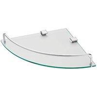 Alessano Silver Steel & Glass Corner Bathroom Shelf 255mm x 255mm x 48mm (803PE)