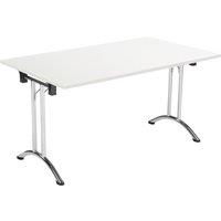 TC Group One Union Rectangular Folding Table White/Silver 1400mm x 700mm (803TT)
