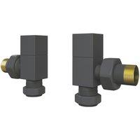 ETAL Swelt 15mm x 1/2" Anthracite Angled Designer Manual Radiator Valve Head & Body 2 Pack (803VV)