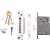 Smith & Locke Fire Rated 5 Lever Polished Chrome BS Sash Lock 76mm Case - 57mm Backset (804PY)