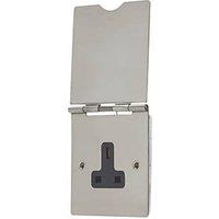 Contactum 3344BSB 13A 1-Gang Unswitched Floor Socket Brushed Steel with Black Inserts (804RP)