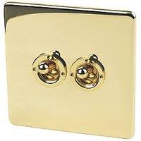 Crabtree Platinum 10AX 2-Gang 2-Way Toggle Switch Polished Brass (80680)