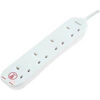 Masterplug 13A 4-Gang Unswitched Surge-Protected Extension Lead 2m (8068G)
