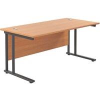 TC Group Aztec Twin Upright Rectangular Office Desk Beech/Black 1800mm x 800mm (807TT)