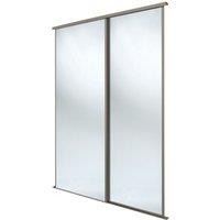 Spacepro Classic 2-Door Sliding Wardrobe Door Kit Stone Grey Frame Mirror Panel 1185mm x 2260mm (808GK)