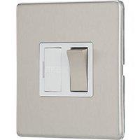 Contactum Lyric 13A Switched Fused Spur Brushed Steel with White Inserts (808RP)