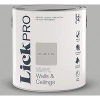 LickPro 2.5Ltr Grey BS 00 A 05 Vinyl Matt Emulsion Paint (808TM)