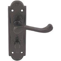 Essentials Turnberry LoB Bathroom Door Handles Pair Black (8102H)