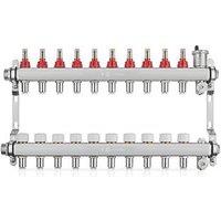 JG Underfloor 10 Port LowFit Heating Manifold Brushed Steel (815TY)