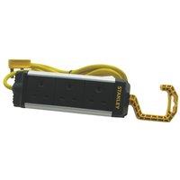 Stanley 13A 3-Gang Unswitched Power Strip With Foldable Hook Black 3m (815VA)