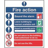 Essentials Non Photoluminescent "Fire Action Procedure" Sign 300mm x 250mm (816FG)