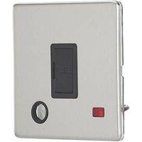 Contactum Lyric 13A Unswitched Fused Spur & Flex Outlet with Neon Brushed Steel with Black Inserts (816RR)