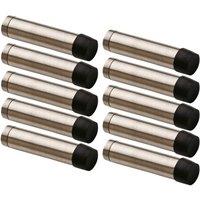 Smith & Locke Cylinder Skirting Board Mounted Door Stop 16 x 70mm Satin Nickel 10 Pack (816TL)