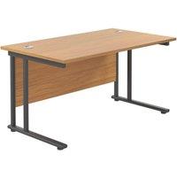 TC Group Aztec Twin Upright Rectangular Office Desk Nova Oak/Black 1200mm x 800mm (816TT)