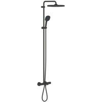 Grohe Vitalio Comfort 250 HP Rear-Fed Exposed Matt Black Thermostatic Shower System with Bath Outlet (816YX)
