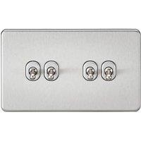 Knightsbridge 10AX 4-Gang 2-Way Light Switch Brushed Chrome (817TX)