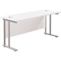 TC Group Aztec Twin Upright Rectangular Office Desk White/Silver 1800mm x 600mm (819TT)